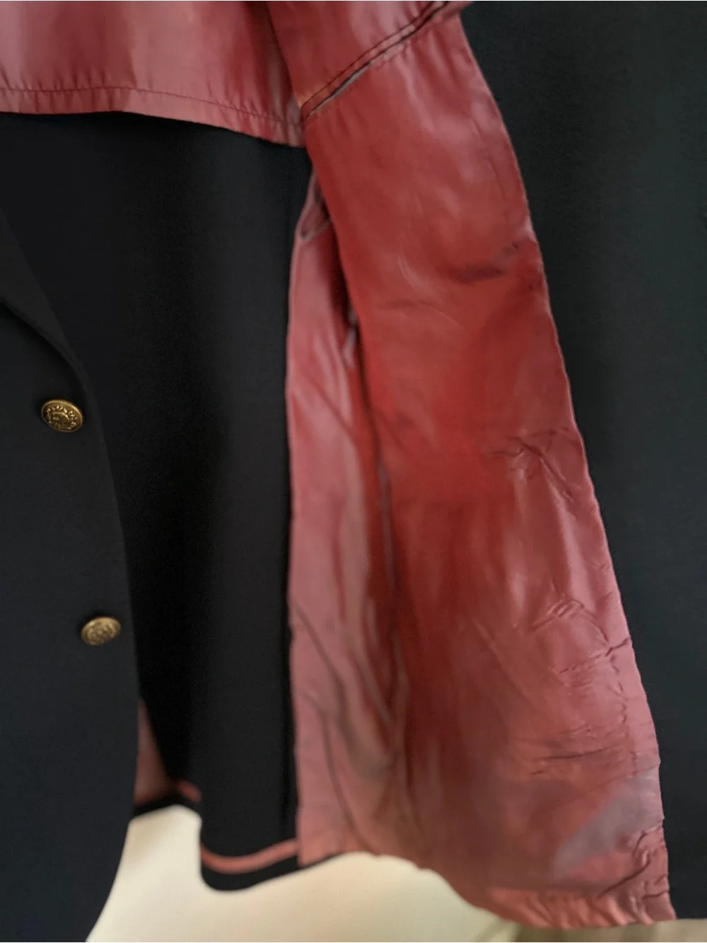 Men's Vintage Navy Blazer with Red Lining